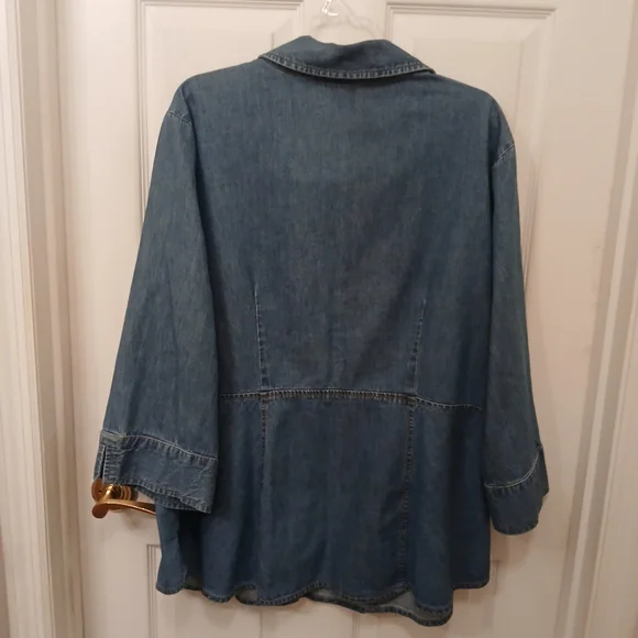 Vintage Faded Glory Denim Blouse Shirt Top Women's Size 22/24W - Picture 8 of 8